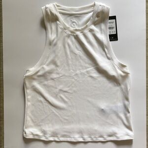 Peloton White Performance Rib High Neck Tank